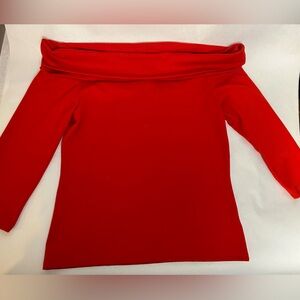 Anthropologie Off Shoulder Red Knit Top